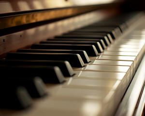 a close-up of classic piano keyboard
