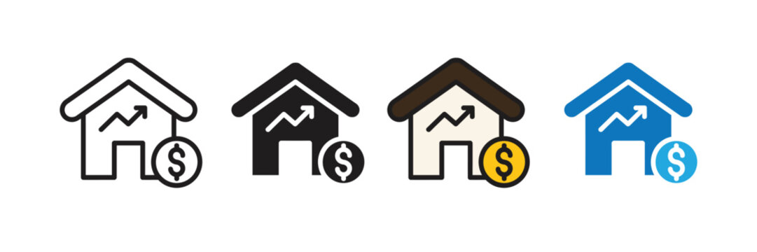 Real estate property value increase. investment growth with financial dollar sign icon. Wealth asset profit symbol. vector illustration