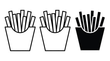 Paper containers of french fries in black and white