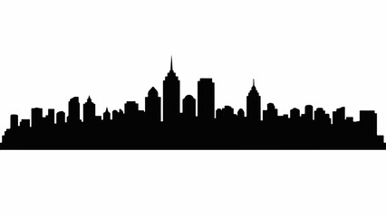 Fototapeta premium Modern city skyline silhouette against a white background, representing urban development and cityscape