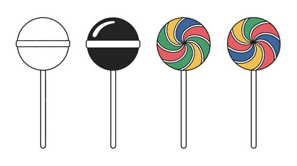Colorful lollipops in different styles and colors sticks candy black