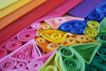 Vibrant Quilled Paper Art: Colorful Abstract Background