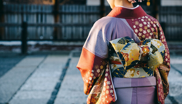 振袖の後ろ姿と美しい帯 日本の伝統を感じる晴れの日の装い