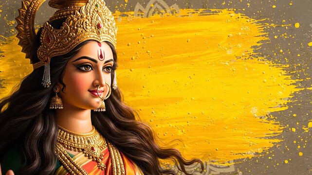 Beautiful Hindu Goddess Durga Maa Religious Festival Background Art