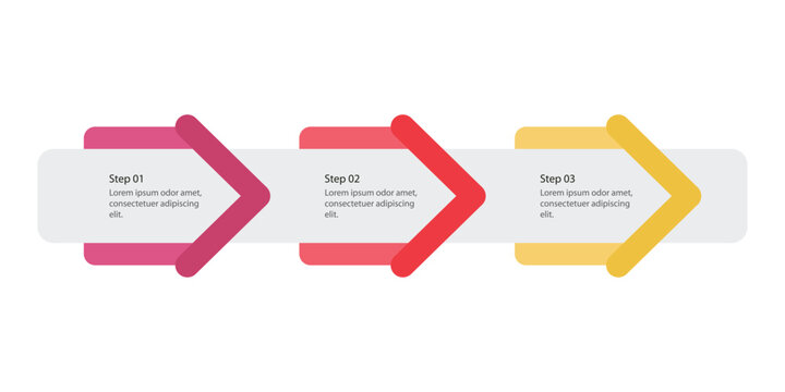 Colorful Three Step Process Infographic Diagram with Arrow Timeline
