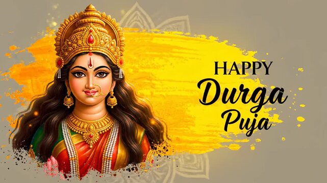 Happy Durga Puja Maa Durga Goddess Festival Greeting Banner Background