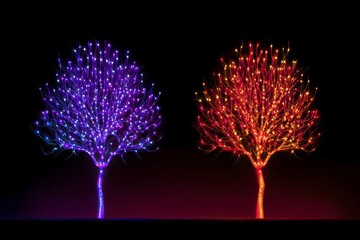 Abstract Glowing Trees in Purple and Red - Modern Art Concept