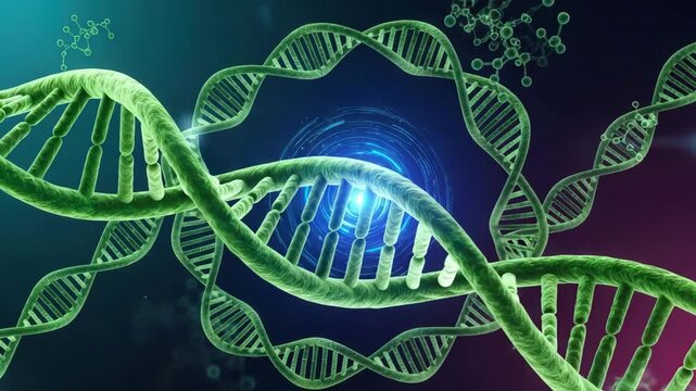 Abstract DNA Helix Structure with Glowing Core Isolated on Transparent Background for Scientific Illustration