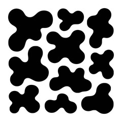 Black organic blob shapes scattered white abstract pattern