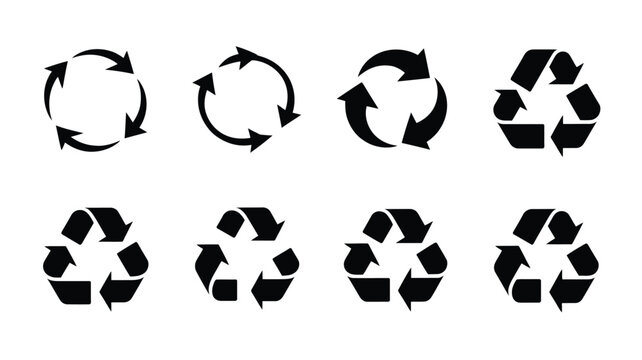 Black recycling symbols white arrows