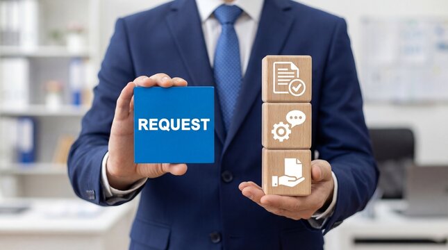 Concept of online electronic request. Business Web Online Submission Service.new request