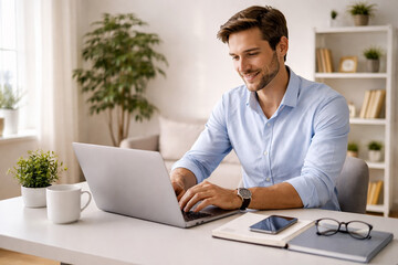 Remote Work from Home Office Lifestyle Concept