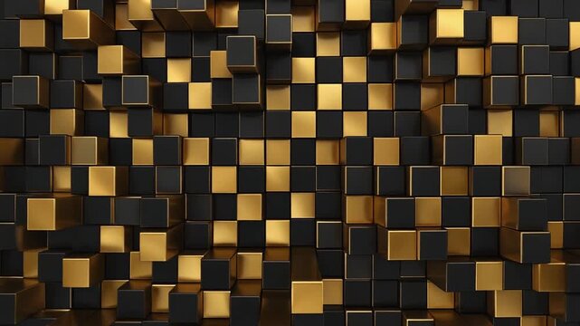 goldenen und schwarze Quadrate bewegen sich - Video