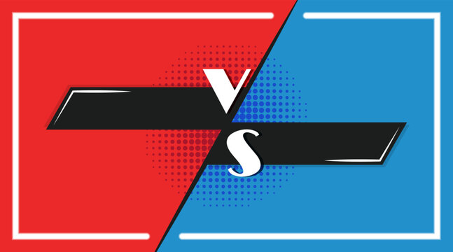 Versus battle banner template with red and blue sides. Dynamic comparison layout for competition and games