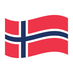 Waving Norway Flag Icon for National Identity and Scandinavian Design Themes
