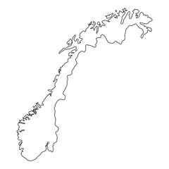 Norway Outline Map Icon for Geography, Education, Travel, Nordic Design