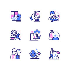 Hobbies and leisure - set of line design style icons