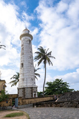 Lighthouse in Galle Fort, Sri Lanka, a popular tourist destination on the island.