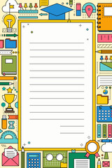 Graduate objects with university or college degree diploma. Success high school education concept. Vector hand drawn illustration with graduation caps, certificate and books stack