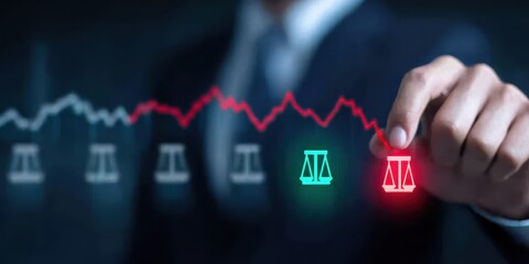 Fototapeta premium A calm legal setting as share and excitement grow and a broker faces loss with steady authority