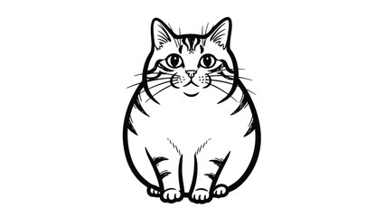 Obraz premium Charming Hand-Drawn Illustration of a Plump Tabby Cat in a Seated Pose