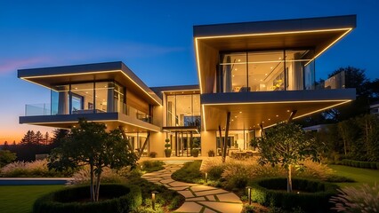 Obraz premium Modern Eco Friendly House in Forest