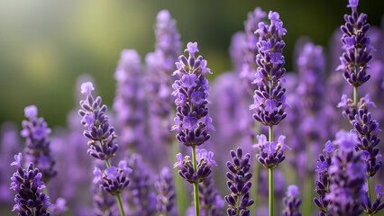 Fototapeta premium Lavender field in bloom with purple flowers