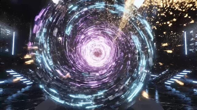 Abstract digital artwork of a glowing spherical shape with swirling energy effects