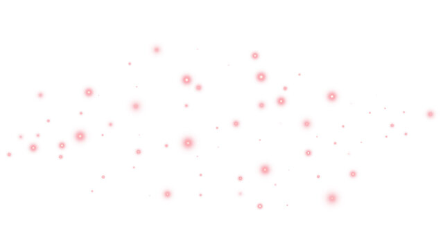 Lush red glowing dust particles isolated on transparent PNG background. Dramatic abstract sparkle light effect.