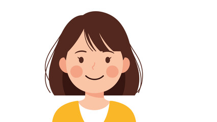 Portrait of a young woman with a simple short brown hairstyle and a warm smile, wearing a yellow top against a clean white background.