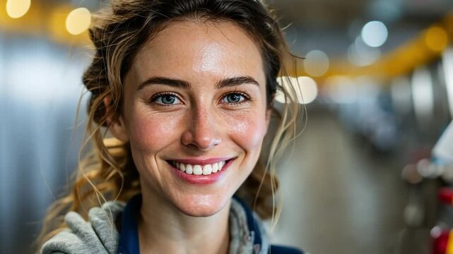 Young Female Dairy Operator Monitoring Milk Flow with Safety Goggles