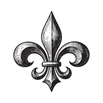 fleur de lys Vector Black and White Illustration
