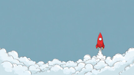 Cartoon Rakete startet und hebt ab