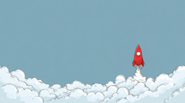 Cartoon Rakete startet und hebt ab