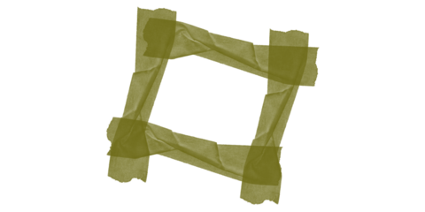 Abstract golden yellow adhesive tape frame transparent textured border minimalist modern design isolated on black