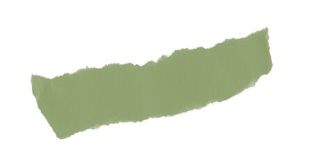 Ripped textured olive green paper strip isolated black background Blank empty space for message Earthy craft design