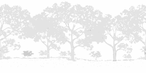Obraz premium Silhouette of trees against a bright neutral background landscape