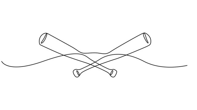 Baseball bat continuous one line drawing animation, Baseball bat icon continuous one line drawing minimalist single art training stick and sport equipment 4k animation video