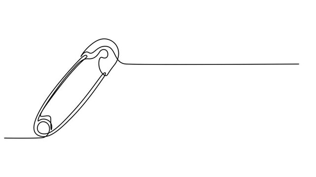 Safety Pin in continuous one line drawing. One line draw design vector illustration, Safety Pin in continuous one line drawing one line draw design full length video, motion graphic, animation, doodle