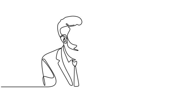 man analyzing opportunities continuous one line drawing, Thingking man gesture continuous line art. Man thingking idea one line drawing. Idea, solution and decision concept vector illustration