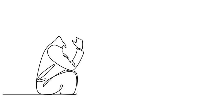man analyzing opportunities continuous one line drawing, Thingking man gesture continuous line art. Man thingking idea one line drawing. Idea, solution and decision concept vector illustration