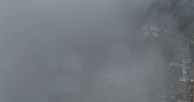 Aerial view of landslide forest mountain after typhoon