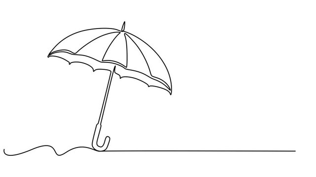 Self drawing line animation Umbrella outline contour continuous one single line drawn concept video, Animated self drawing of continuous line draw umbrella. line art of umbrella cover day good