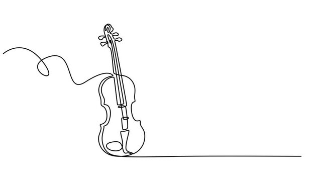 Violin continuous one line drawing animation, Animated self drawing of   Violin continuous one line drawing. Classic violin music instrument single line art illustration. Editable vector. one line