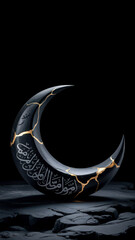Minimal Islamic Crescent Moon Symbol on Dark Background