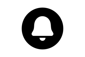 Black and White Bell Icon - Notification and alert alarm symbol in Black and white isolated on transparent background for reminders, updates, and messaging notification systems.