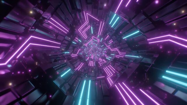 Futuristic Neon Sci-Fi Tunnel VJ Loop Animation.