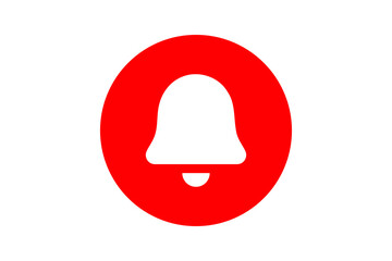 Red and White Bell Icon - Notification and alert alarm symbol in Red and white isolated on transparent background for reminders, updates, and messaging notification systems.