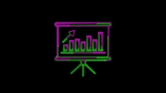 Business bar graph chart icon animation on a board. 4k stock video