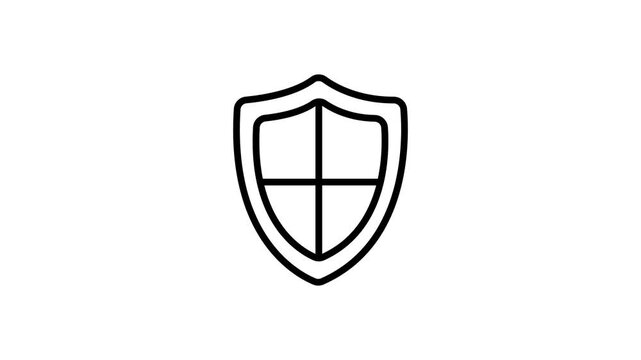 Shield with sword icon animation. 4k stock video